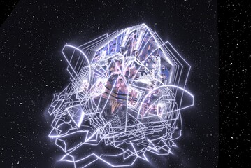 3D Futuristic Architecture In Space Illustration