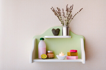 Shelf with skin care supplies