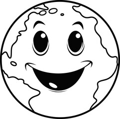 Moon vector stock photo, black and white coloring page