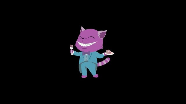 Animated Cat Enjoying Party Cake icon background, logo symbol, social media