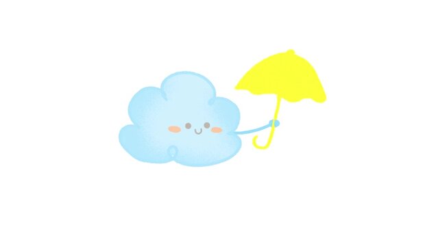 Animated Cloud With Umbrella icon background, logo symbol, social media 