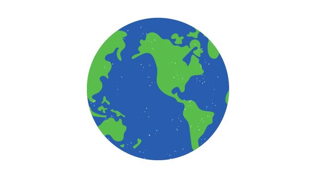 Animated earth globe icon background, logo symbol, social media 