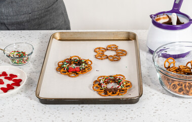 Chocolate Pretzel Christmas Wreath