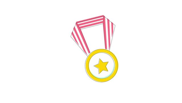 Animated Neon medal icon background, logo symbol, social media