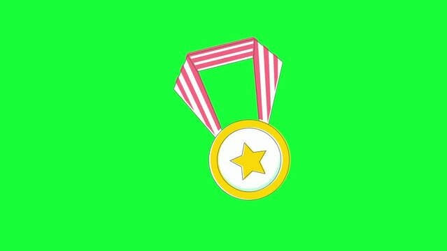 Animated Neon medal icon background, logo symbol, social media, green screen