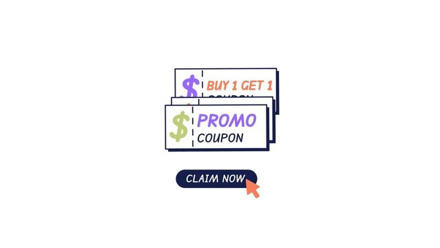 Animated Online Coupons for Claiming icon background, logo symbol, and social media