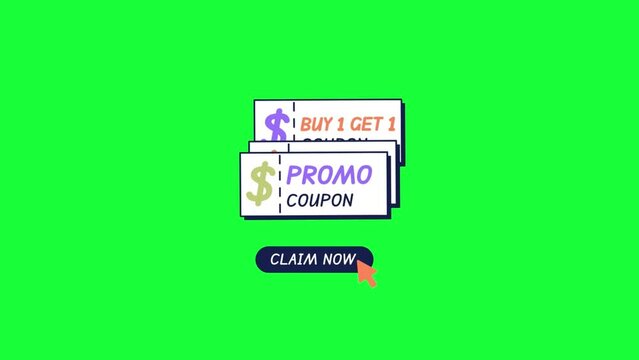 Animated Online Coupons for Claiming icon background, logo symbol, and social media green screen