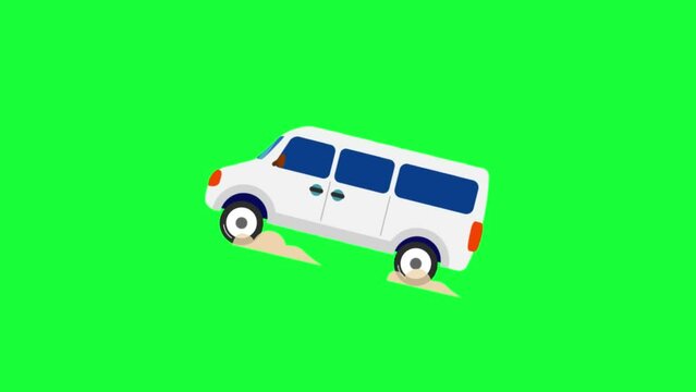 Animated Passenger Van wiggle icon background, logo symbol, social media green screen