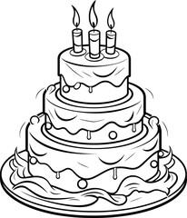 Cake vector image, black and white coloring page