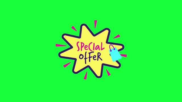 Animated special offer icon background, logo symbol, social media green screen