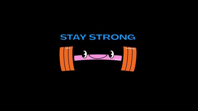 Animated Stay Strong Barbell icon background, logo symbol, social media 