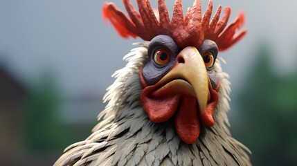 strong serious faced rooster with puffed chest pixar.Generative AI - obrazy, fototapety, plakaty