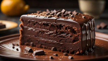 Fotobehang chocolate cake on a plate © Koko