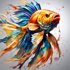 golden fish in the aquarium created with generative AI software