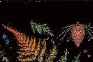 Oil painting and various flowers, roses, peonies, mushrooms, animals, tigers, beautiful