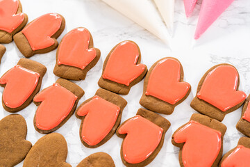 Christmas gingerbread cookies with royal icing