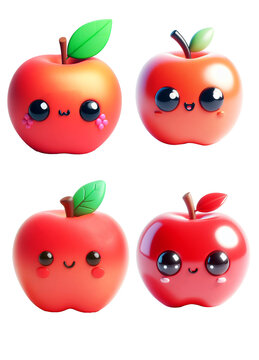 3D-rendered apple fruit collection, showcasing a variety of delightful details, presented in PNG format for versatile use. This asset brings a burst of fruity charm to enhance creative project.