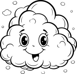 Cloud vector black and white coloring page