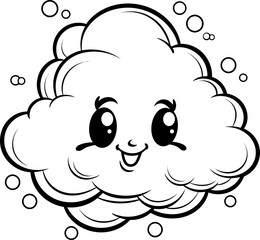 Cloud vector black and white coloring page