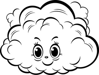 Cloud vector black and white coloring page