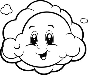 Cloud vector black and white coloring page