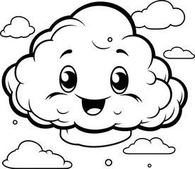 Cloud vector black and white coloring page