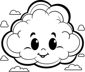 Cloud vector black and white coloring page