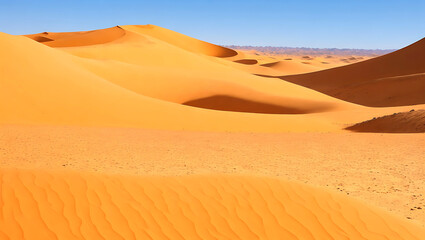 Fototapeta na wymiar sand ripples on sand dunes in a desert against clear blue sky Ai Generated