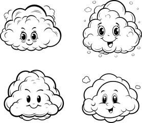 Cloud vector black and white coloring page