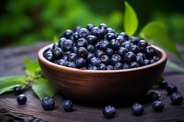A Captivating Close-up of Juicy Huckleberries in a Rustic Setting, Highlighting the Beauty of Wild Harvest