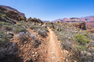 hiking the tonto trail in the grand canyon national park, arizona, usa
