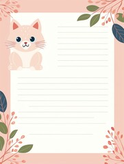 sticker design, lined paper for writing, cute, vector 