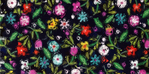 Fototapeta premium Oil paintings and various flowers, roses, peonies, chrysanthemums, and other beautiful things