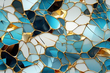 Abstract blue and golden color marble texture background with copy space. Luxury style