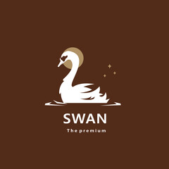 animal swan natural logo vector icon silhouette retro hipster	