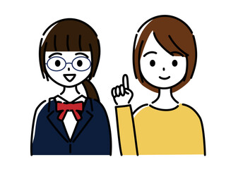 女子中学生と大人の女性（母親や教師）が話しているイメージ