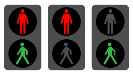 Pedestrian traffic light with red and green man icon set - obrazy, fototapety, plakaty