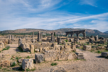 Fototapeta na wymiar モロッコの古代ローマ遺跡ヴォルビリス遺跡