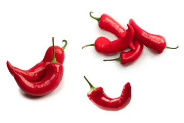 Foto op Canvas Red hot chili pepper isolated on a white background. © Nikolay