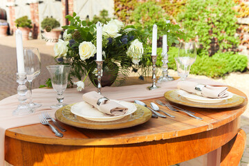 Table decorated for romantic dinner
