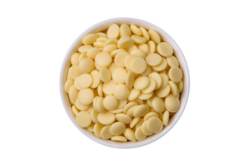 Round granules of sweet confectionery chocolate as an ingredient for preparing desserts