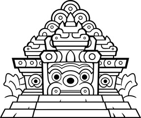 Temple vector coloring page