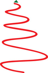 red ribbon in shape of christmas tree hand drawn vector eps 10