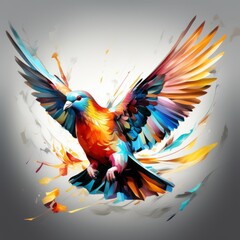 colorful background with bird pigeon created with generative AI software