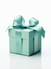 Green gift box on white background.