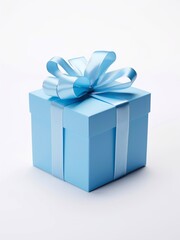 Obraz premium Blue gift box on white background.