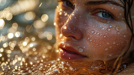 water drops on woman's skin