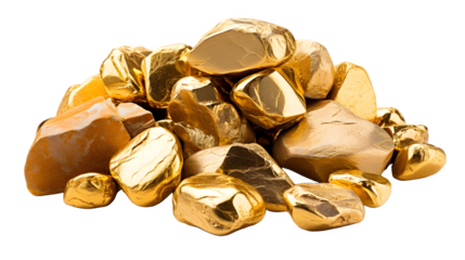 Gold Nuggets png Placed on Transparent Background 