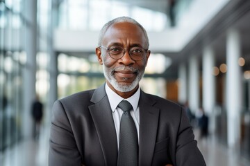 Naklejka premium Portrait of an African American businessman, exuding confidence, professionalism, and a strong sense of leadership
