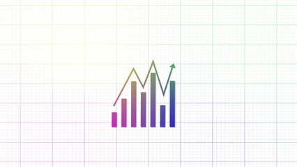 Colorful graph chart overlay on a white background.